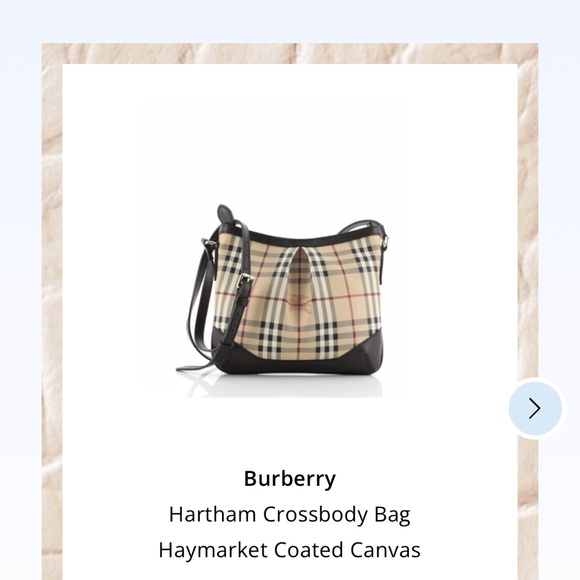 Burberry Hartham Crossbody Bag Haymarket Coated Canvas Medium HB.BU.HTC. HACC.ME - Picture 1 of 9